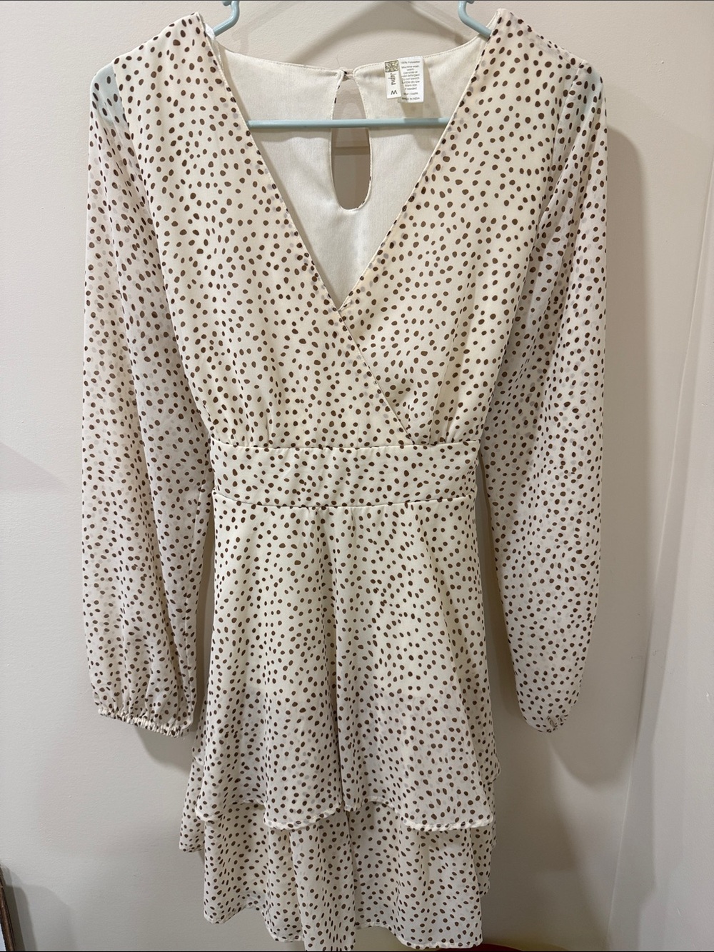Japna Cream Dress with Brown Polka Dots